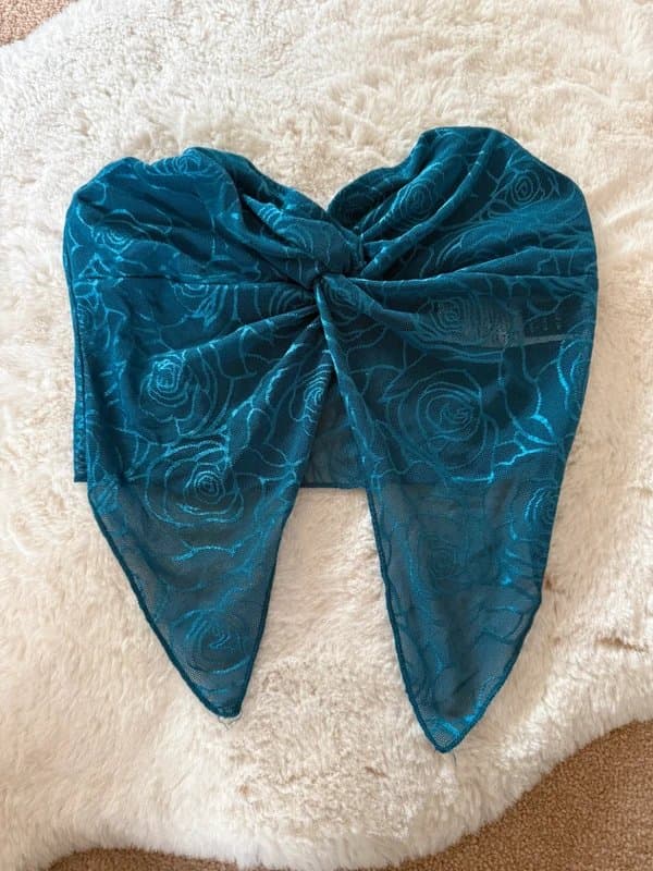 Bershka Turquoise Rose Mesh Butterfly Top