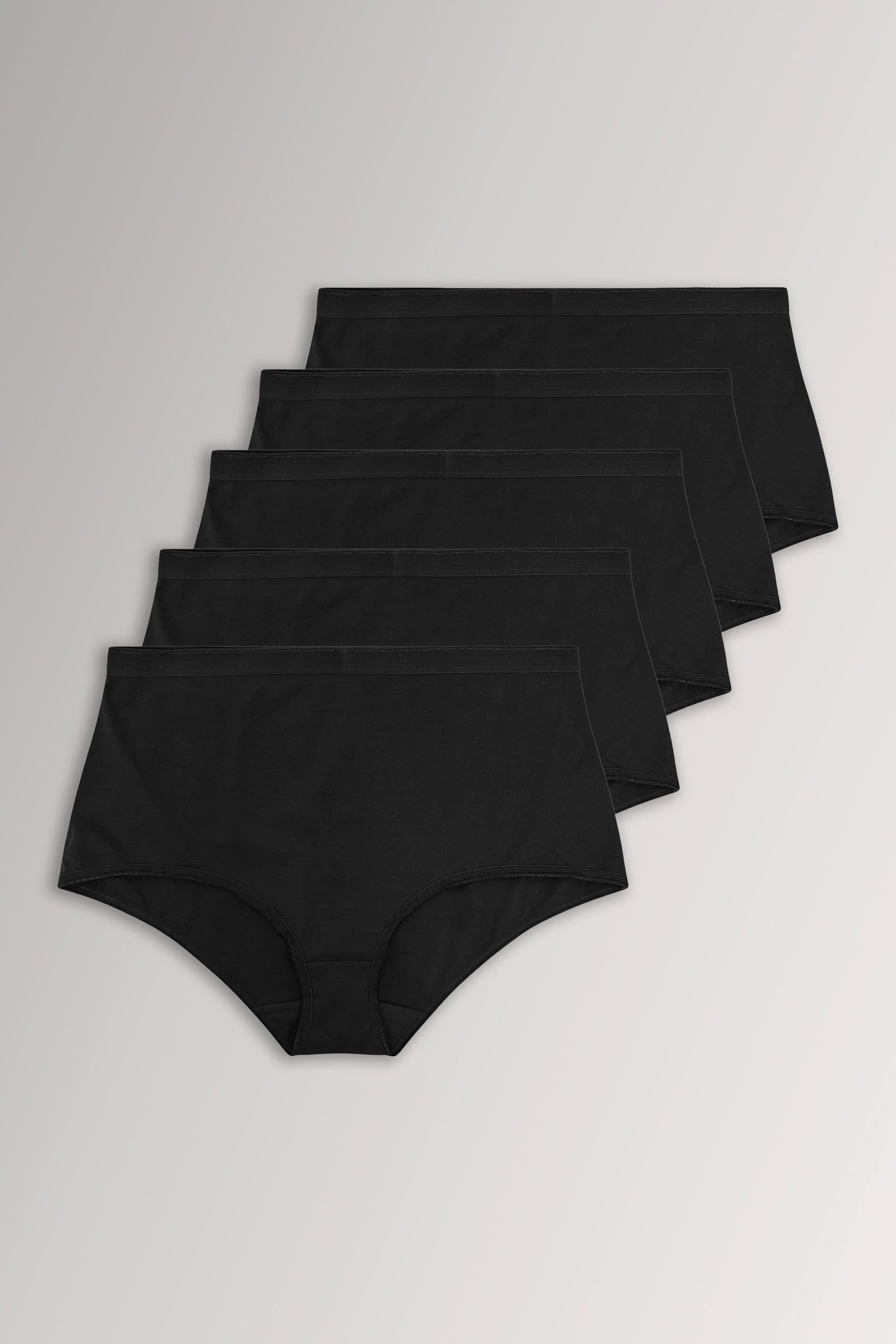 Yours Plus Size 5 Pack Black Stretch Full Briefs