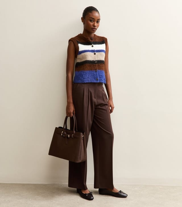 New Look Women's Brown Brushed Striped Waistcoat New Look - 2
