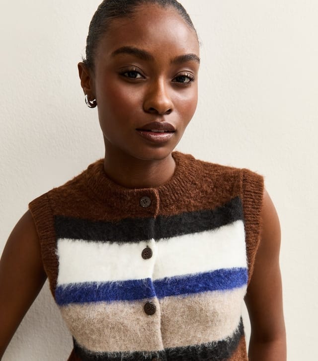 New Look Women's Brown Brushed Striped Waistcoat New Look - 3