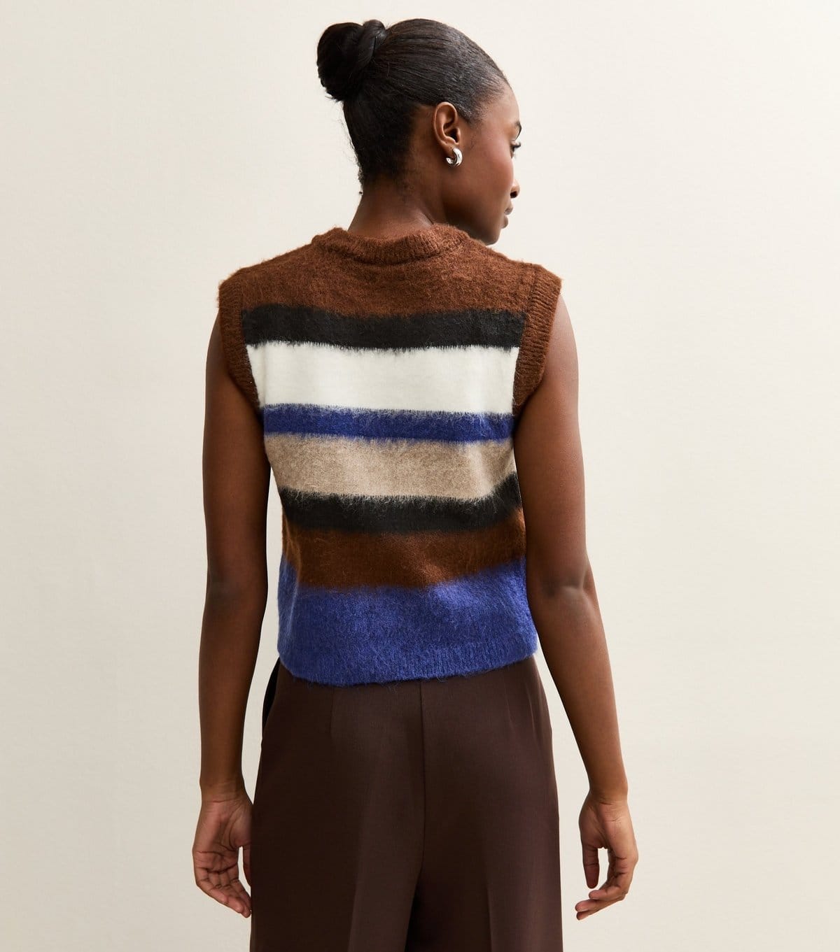 New Look Women's Brown Brushed Striped Waistcoat New Look - 4