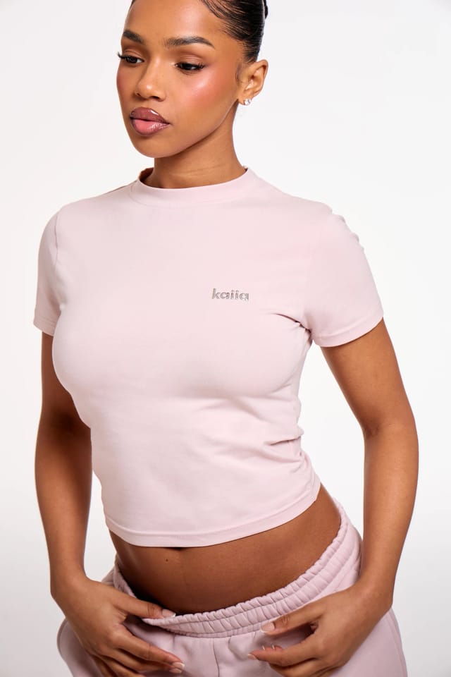 Kaiia Kaiia Chrome Logo Baby Tee Pale Dusty Lilac - 2