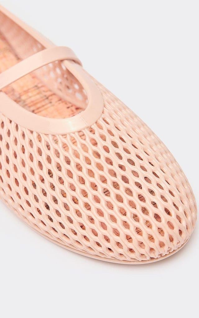 EGO Faith Buckle Strap Flat Ballet Pump In Nude Rubber, Women's Size UK 3 - 2