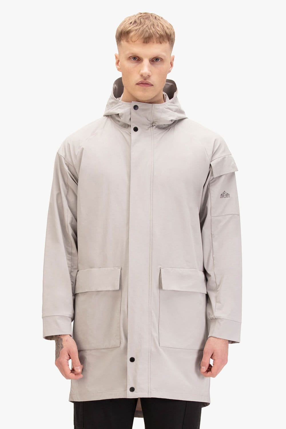 Luke 1977 Men's Light Grey Nylon Longline Jacket