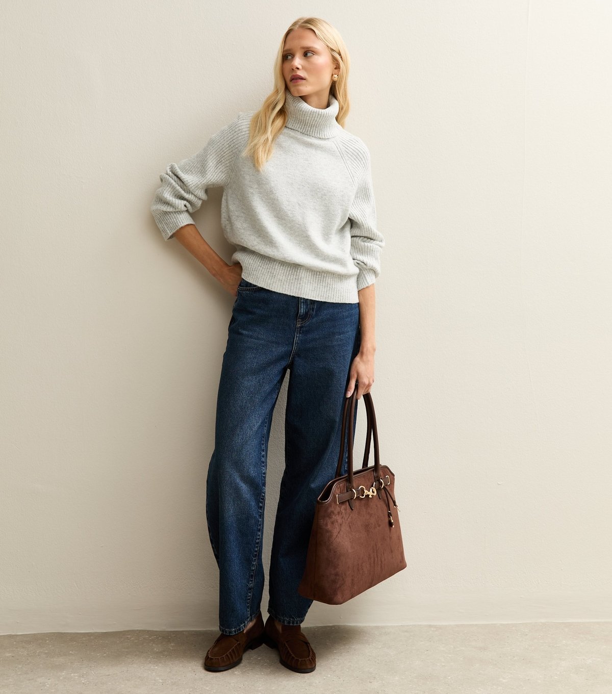 New Look Women's Light Grey Rib Roll Neck Jumper New Look - 3