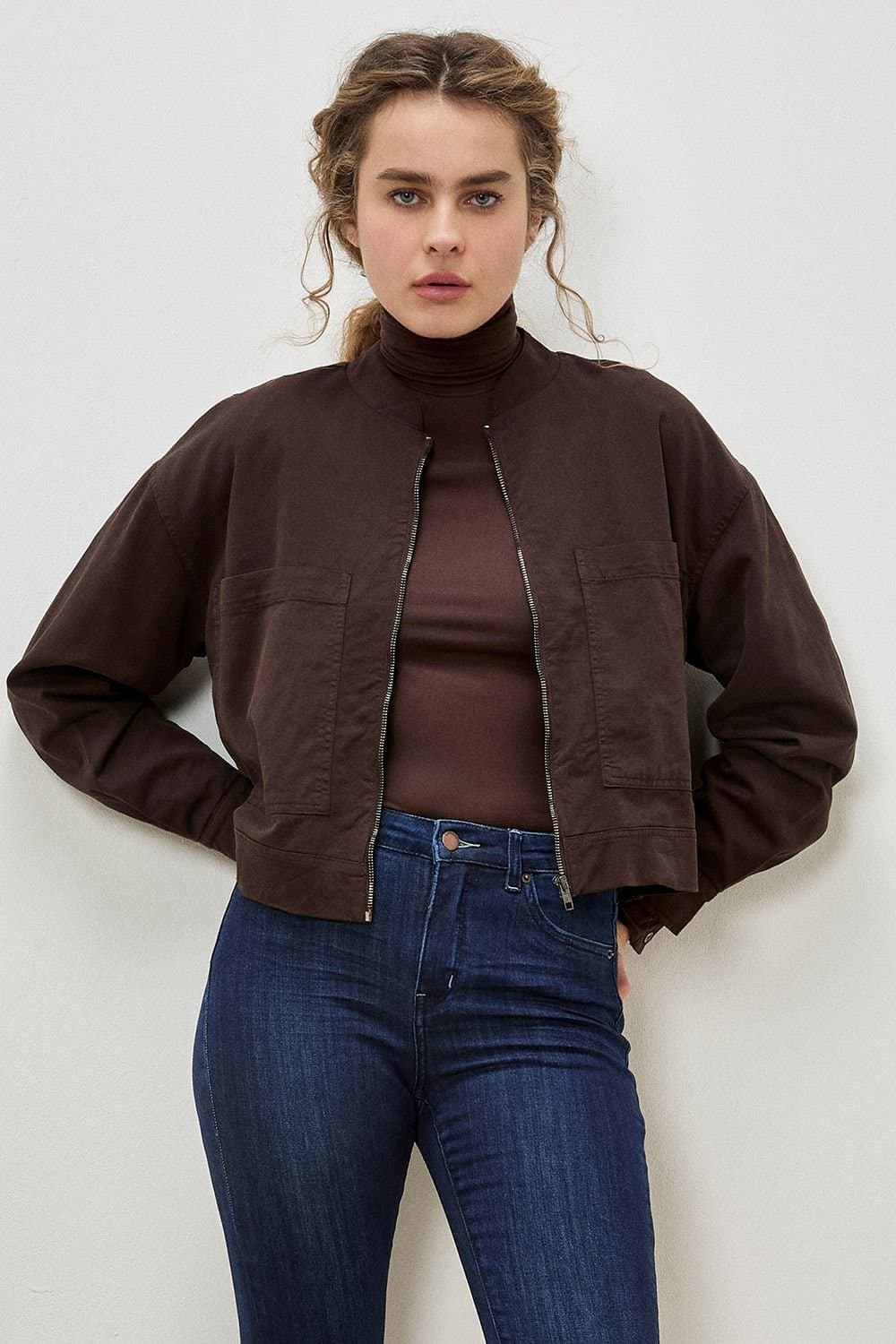 Apricot Apricot Brown Lightweight Denim Bomber Jacket