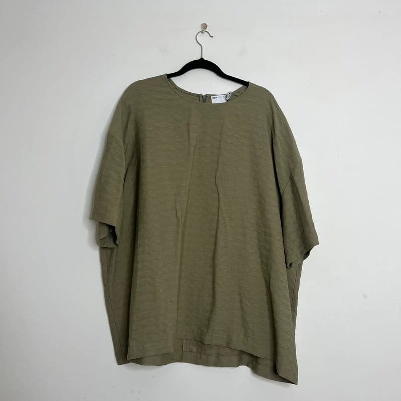 ASOS Khaki Textured Short Sleeve Top