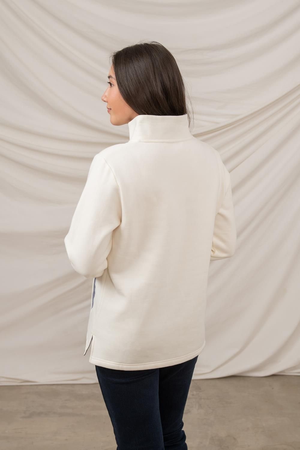 Lighthouse Clothing Lighthouse Clothing Women's Haven Jersey Popper Detail Cotton Top in White - 4