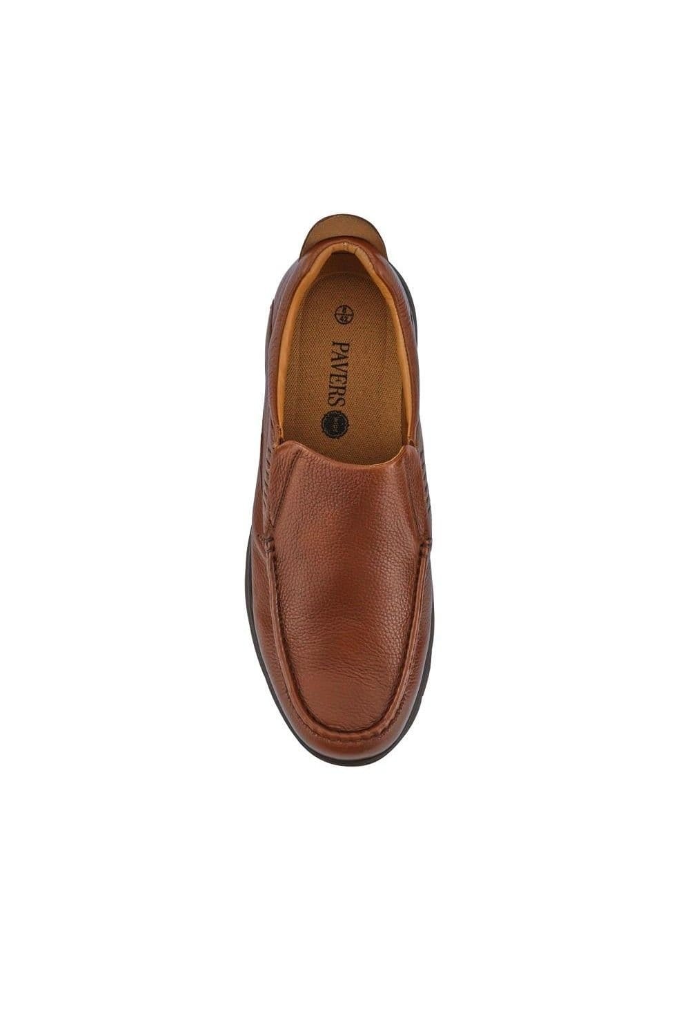 Pavers Pavers Men's Wide Fit Leather Slip-On Shoes in Tan - 4
