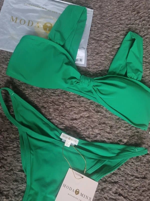 Moda Minx Moda Minx emerald wide-strap bandeau brazilian bikini set size L