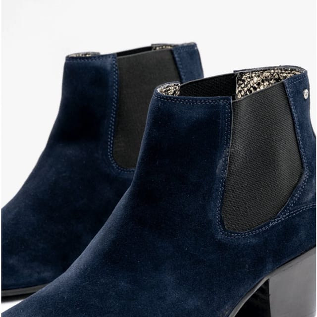 Club Cubano Club Cubano Men's Mccartney Suede Pull On Cuban Heel Ankle Boots in Navy - 3