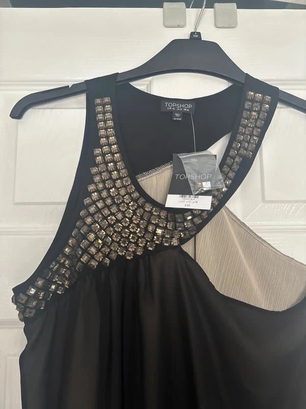 Topshop Topshop beaded neck one shoulder top