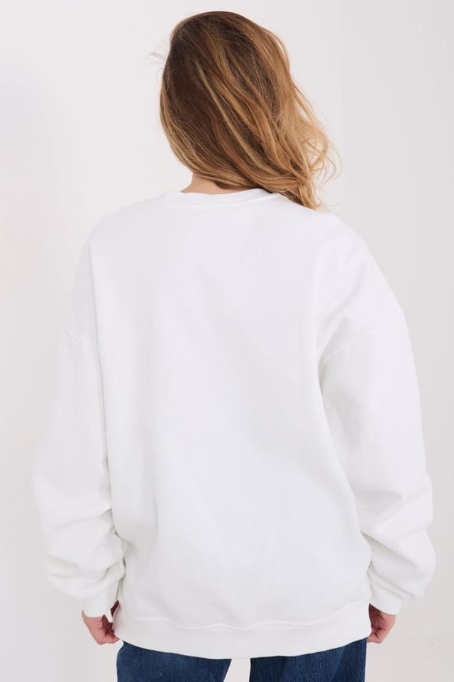 Love Lace Love Lace Women's Urban Cotton Fleece Sweatshirt with Pockets in White - 3