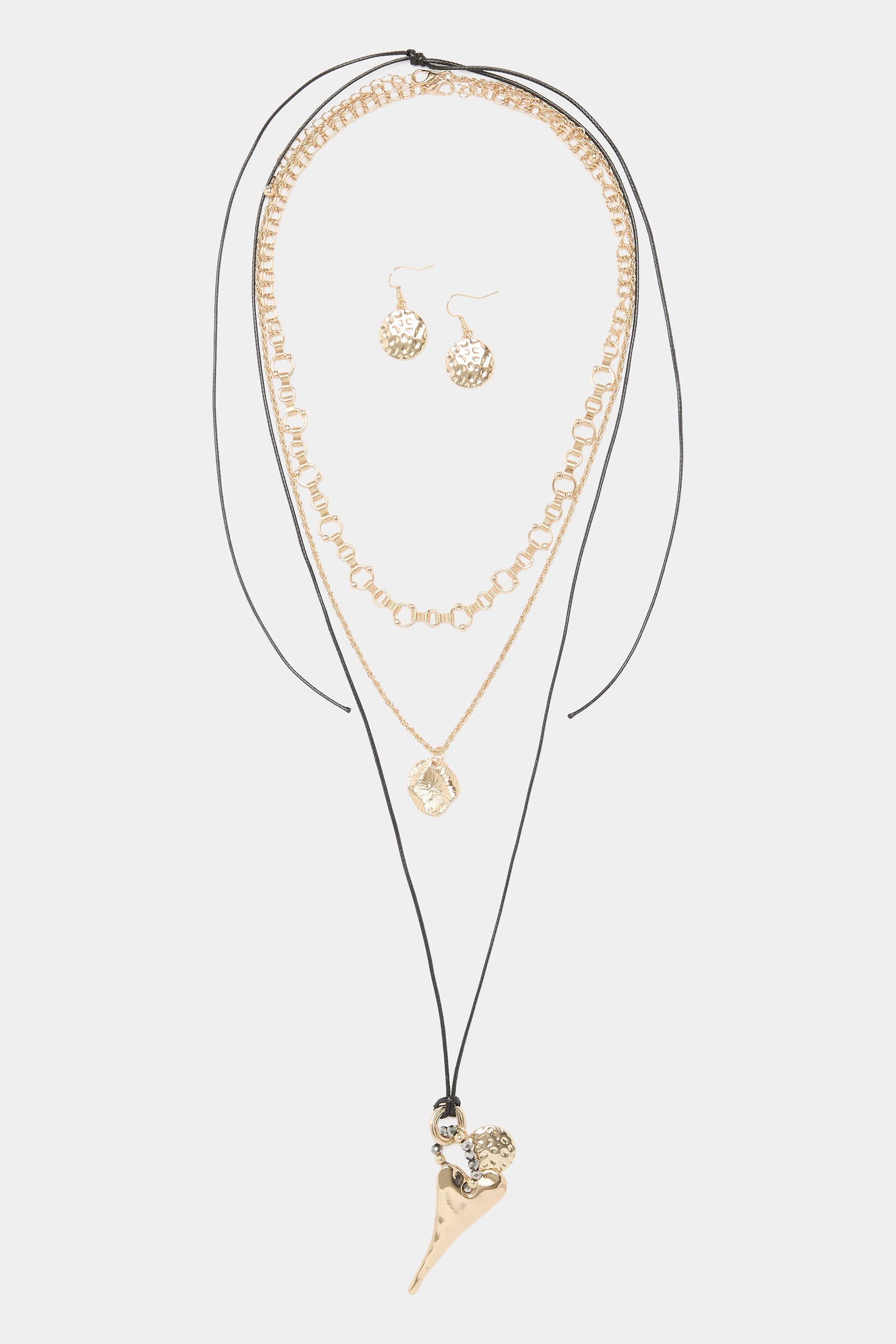 Yours Gold Tone Layered Heart Necklace And Earring Set