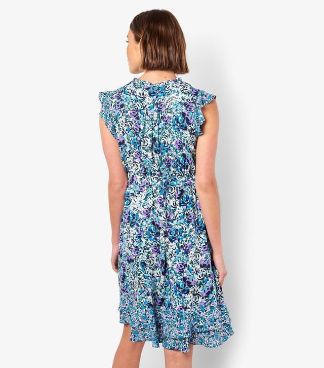 Apricot Women's Blue Floral Print V-Neck Dress Apricot New Look - 3
