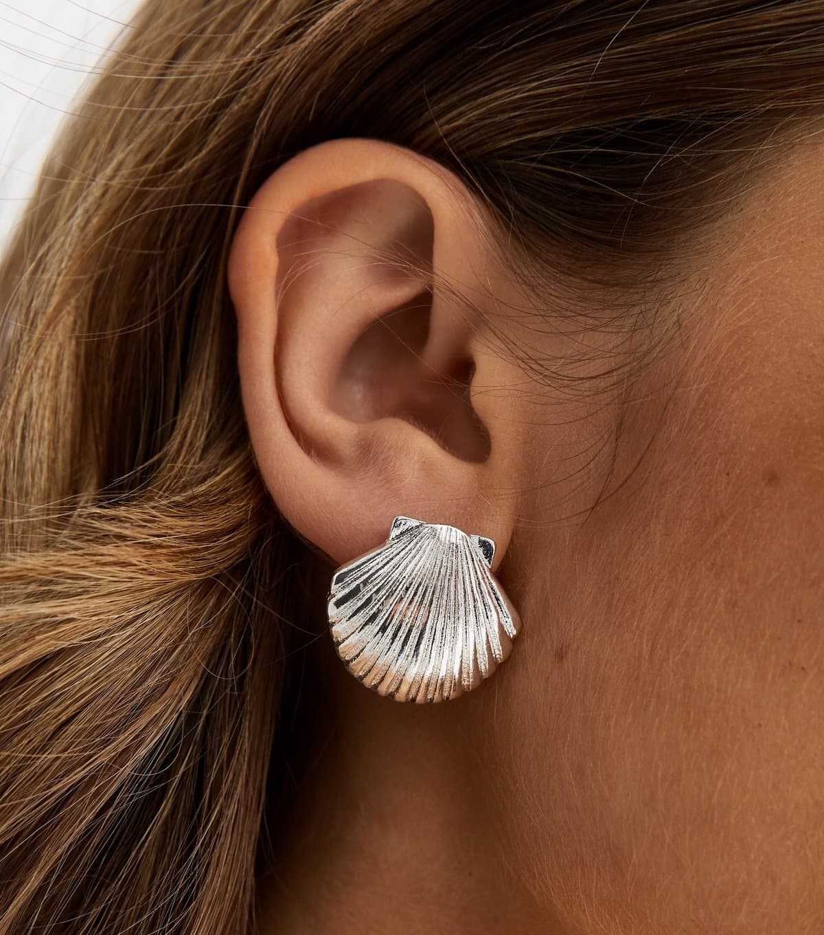 New Look Silver Tone Seashell Stud Earrings New Look