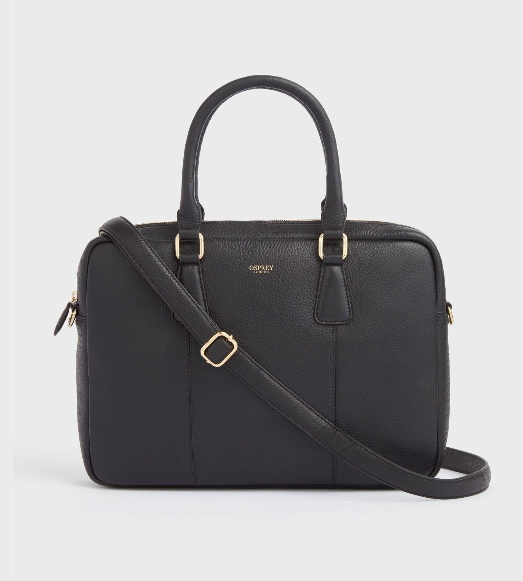 OSPREY LONDON OSPREY LONDON Women's The Adaline Leather Laptop Bag in Black