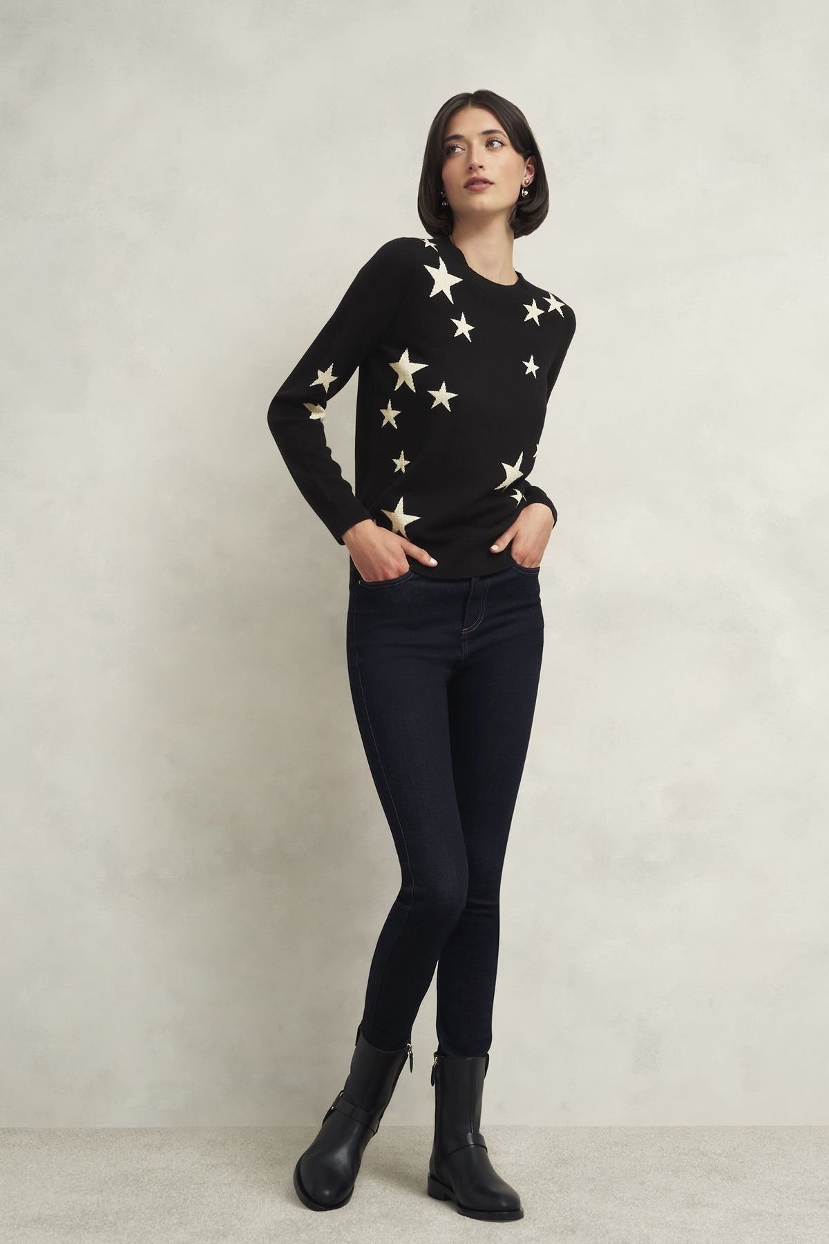 Hobbs London Hobbs London Women's Samira Star Jumper in Black - 3