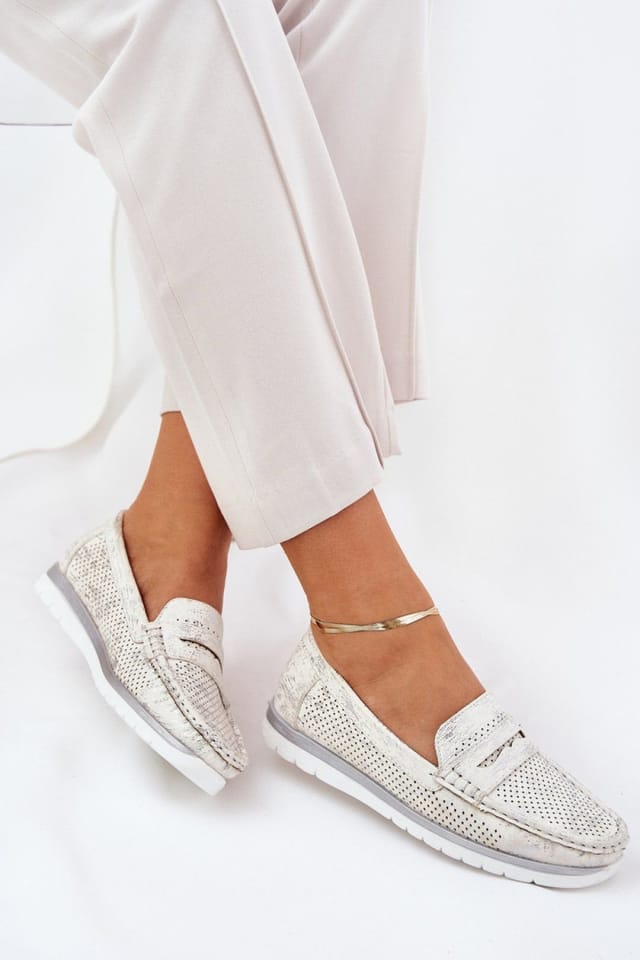 Love Lace Love Lace Women's Moccasins with Cushioned Insole & Platform Comfort in White - 3