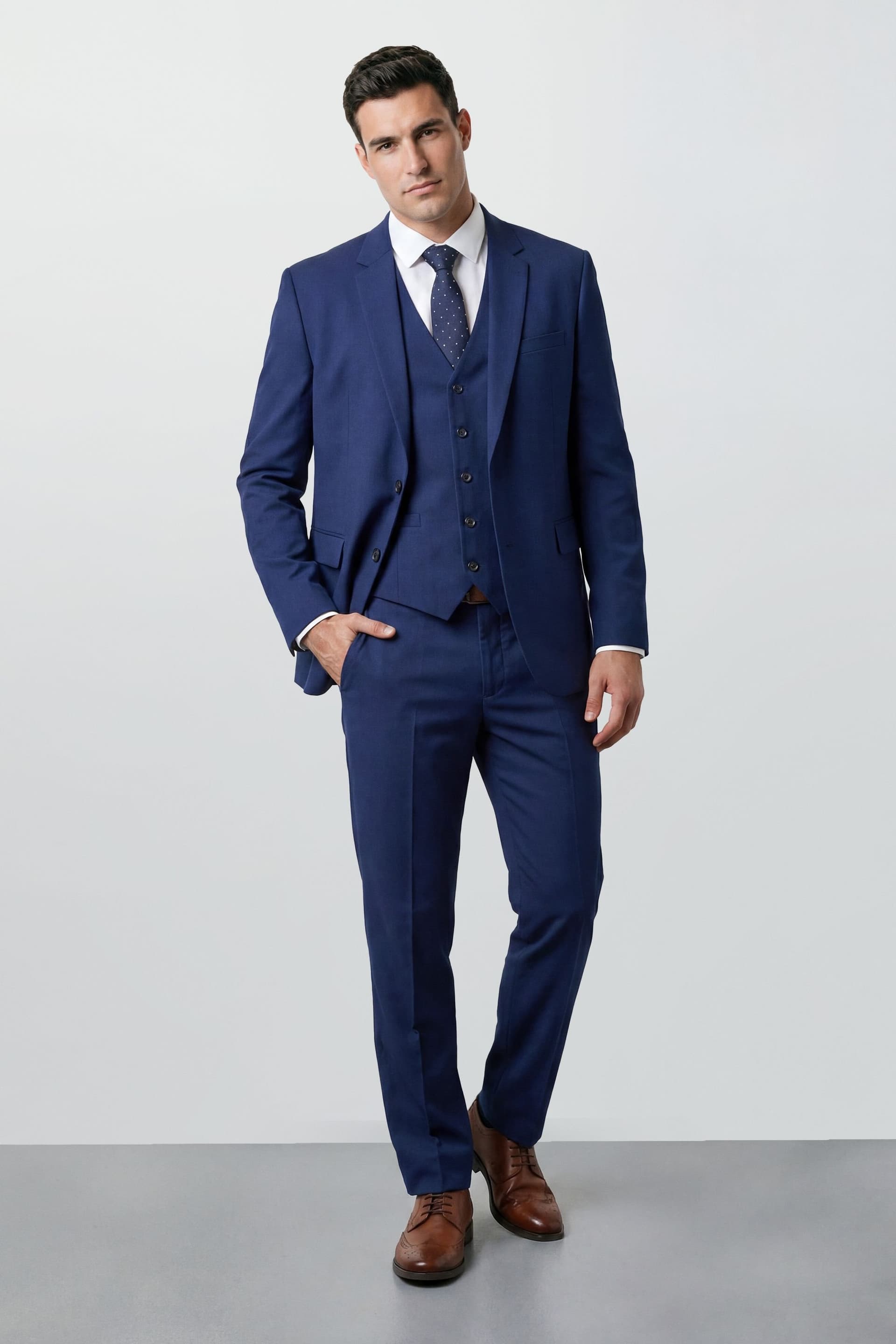 Burton Burton Men's Plus & Tall French Navy Essential Suit Jacket in Dark Blue