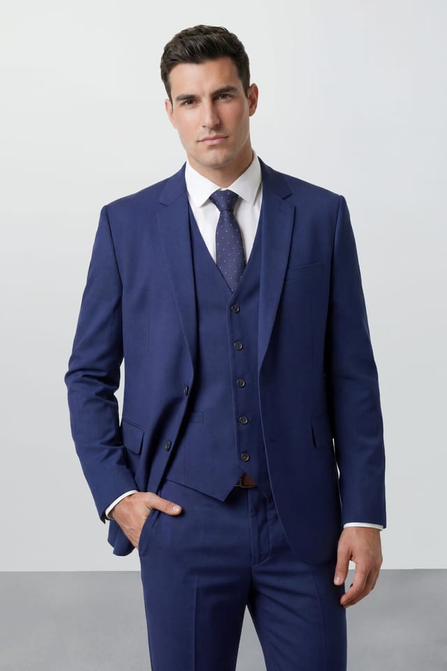 Burton Burton Men's Plus & Tall French Navy Essential Suit Jacket in Dark Blue - 3
