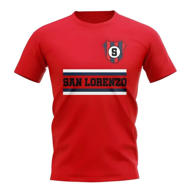 San Lorenzo San Lorenzo Men's Personalised Core Football Club T-Shirt in Red - 2