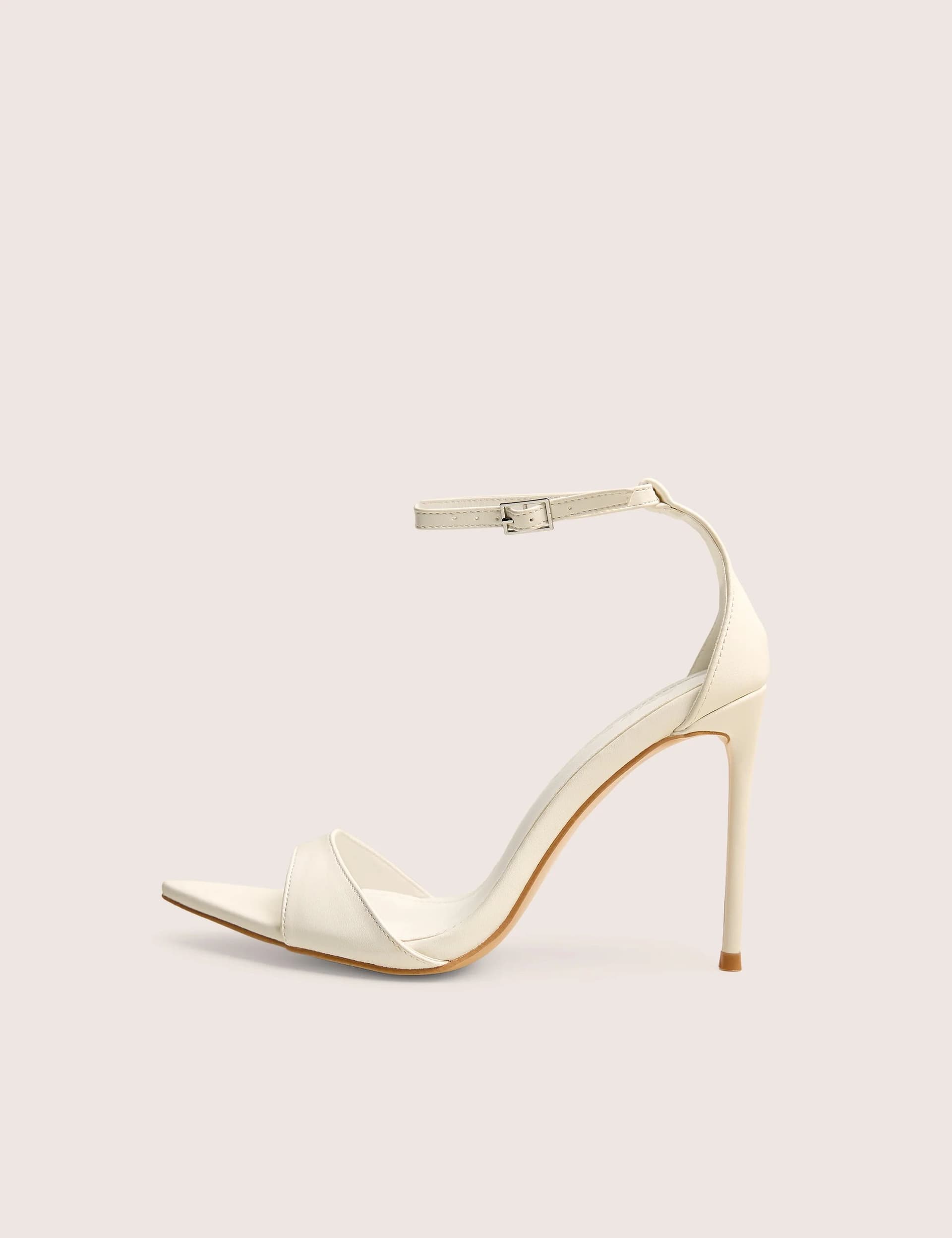 Public Desire Public Desire White PU Pointed Toe Stiletto Heels