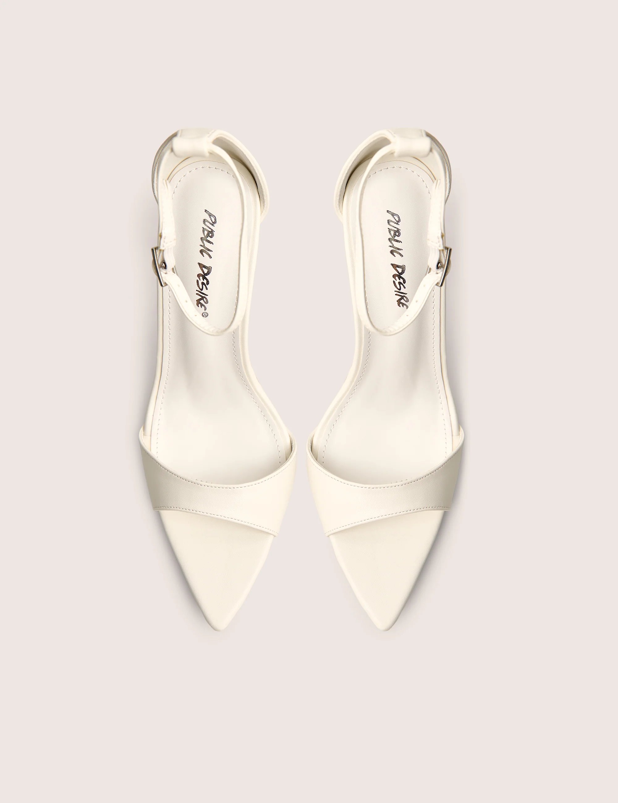 Public Desire Kelisa White Pu Pointed Toe Barely There Stiletto High Heels - 2