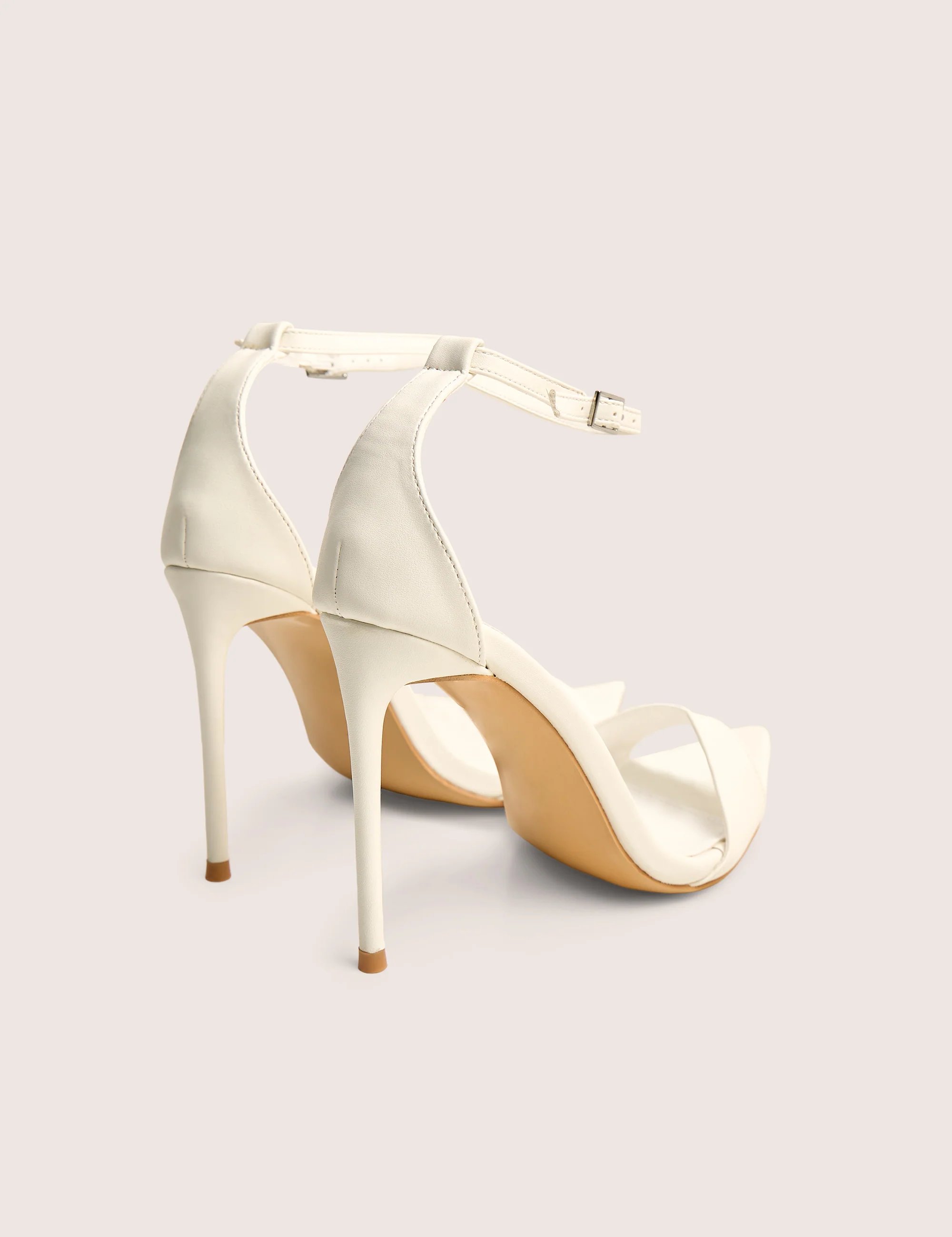 Public Desire Kelisa White Pu Pointed Toe Barely There Stiletto High Heels - 3