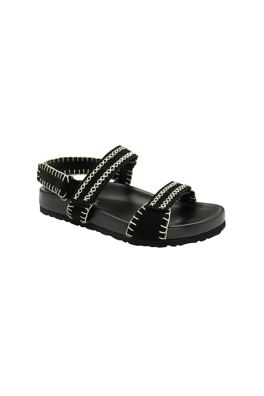 Ravel Ravel Black Leather 'Alva' Open-Toe Sandals