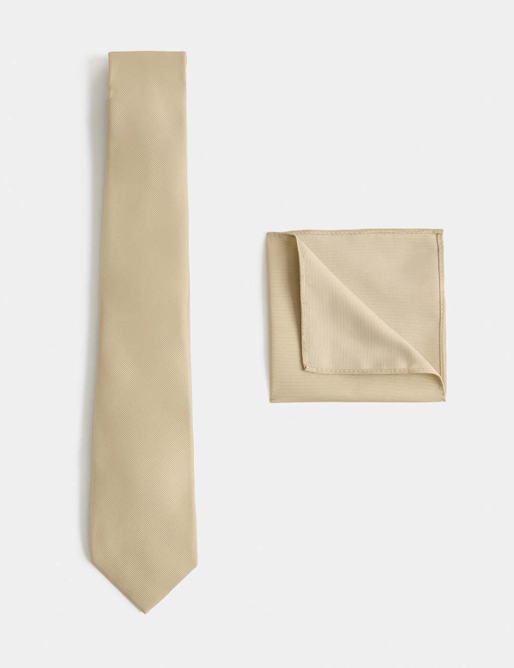 Marks & Spencer M&S Tie & Pocket Square Set Pale Gold