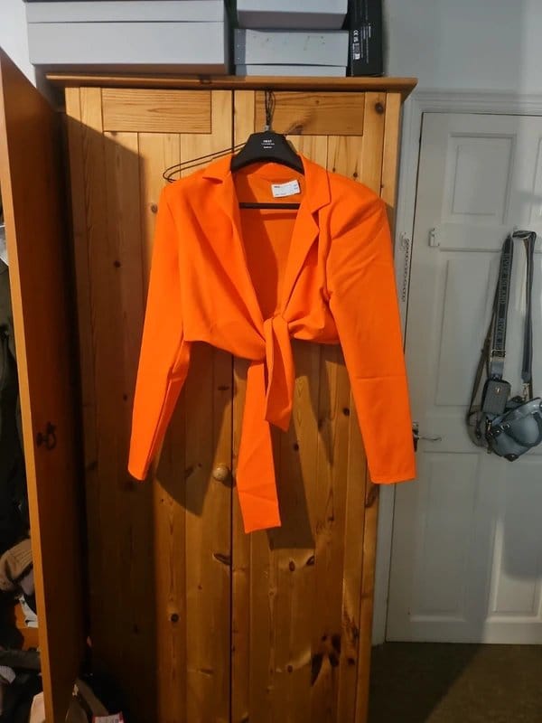 ASOS Bright Orange Crop Blazer UK 14