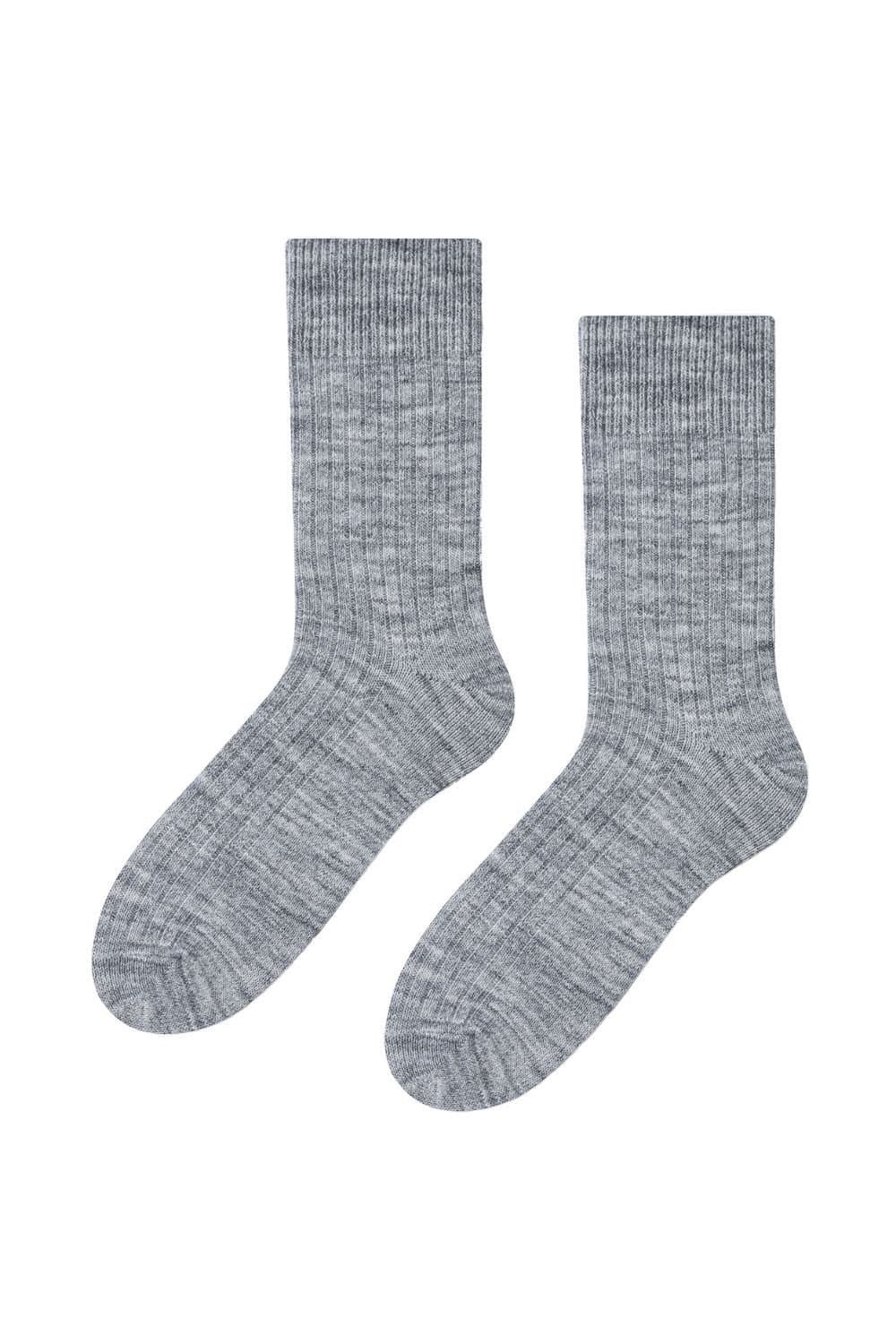 Steven Steven Men's 1 Pack Alpaca Wool Warm Boot Socks for Winter in Light Grey