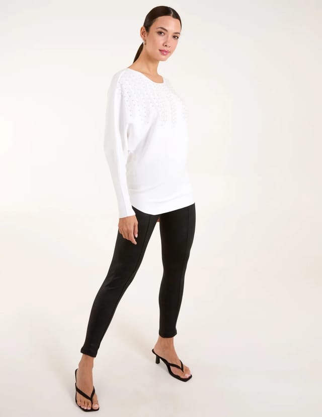 Blue Vanilla Embellished Pearl Knitted Jumper - 2