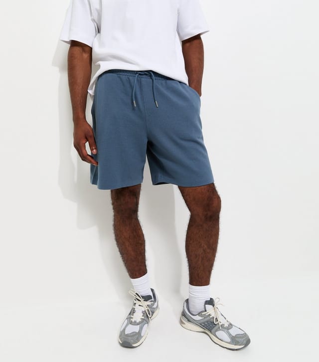 New Look Men's Dark Blue Regular Textured Pull On Shorts New Look - 3