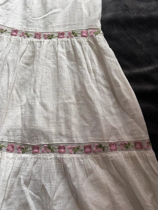 New Look White Embroidered Floral Layered Maxi Skirt - Size 10