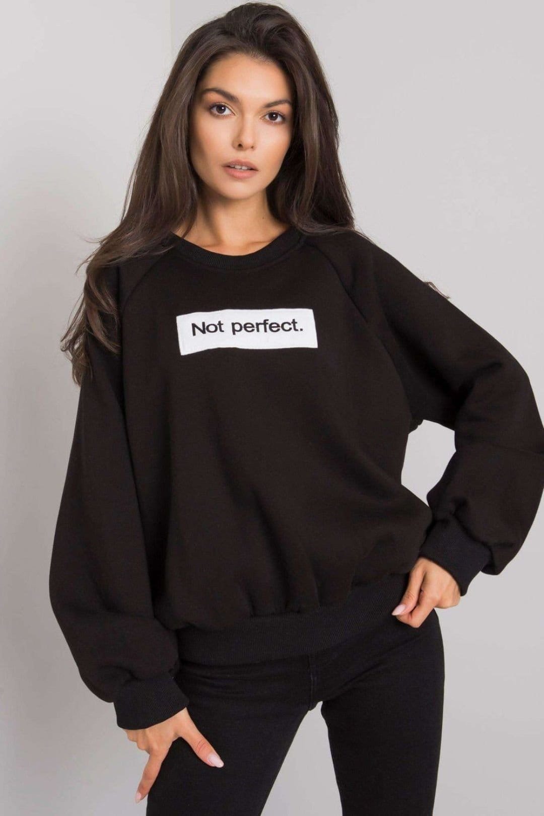 Love Lace Black Cotton Long Sleeve Sweatshirt