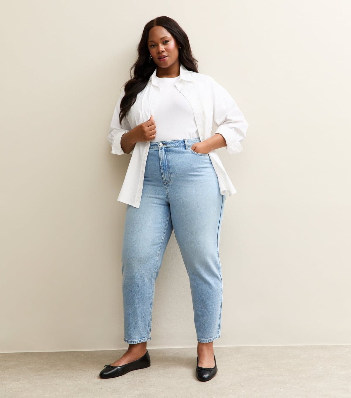 New Look Women's Plus Size Light Blue Mom Jeans Curves New Look