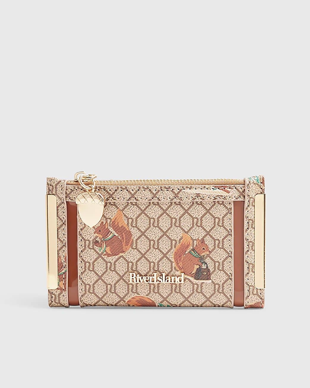 River Island River Island Womens Beige Squirrel Monogram Mini Purse