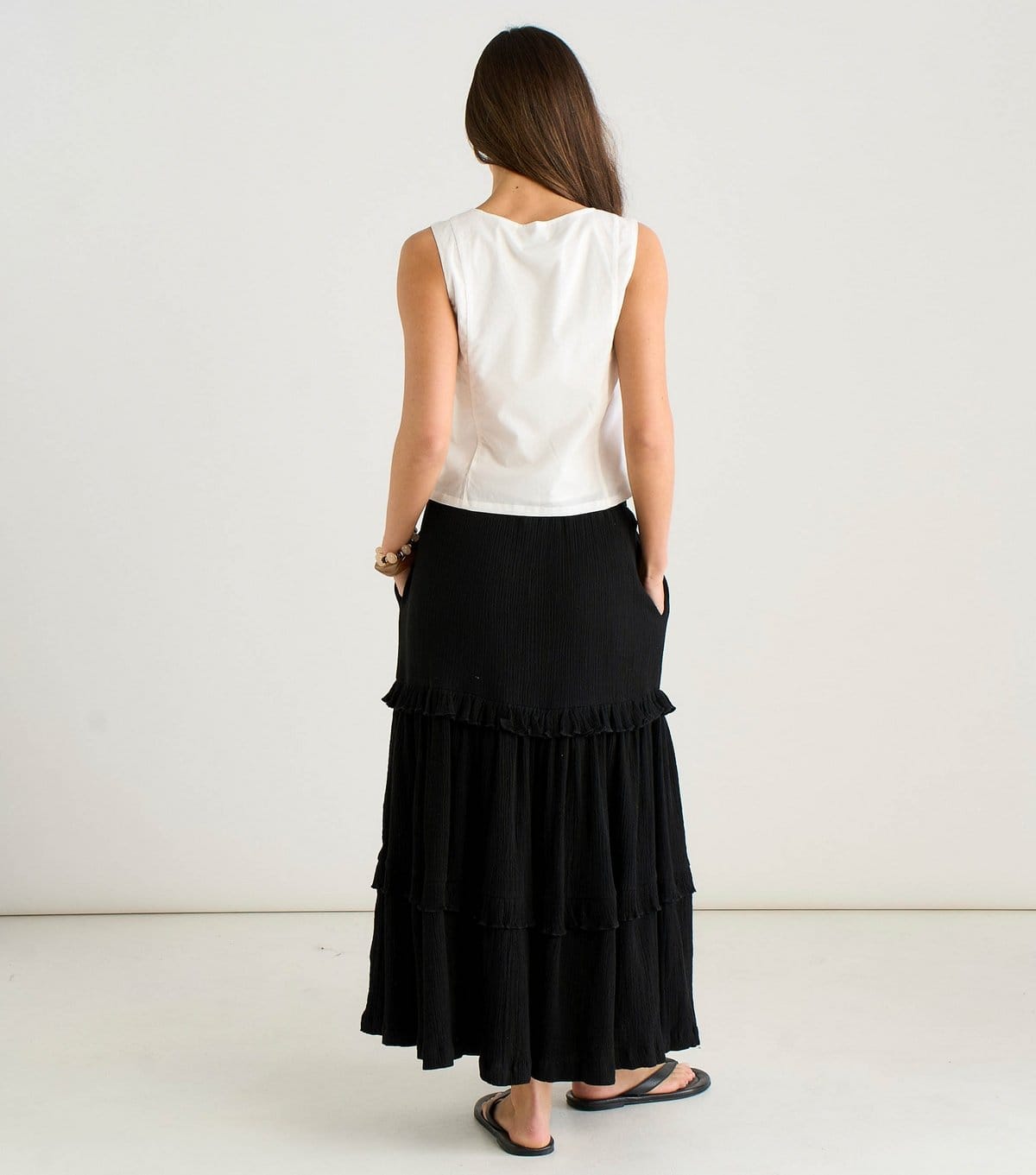 Gini London Women's Black Tiered Cotton Skater Skirt Gini London New Look - 4