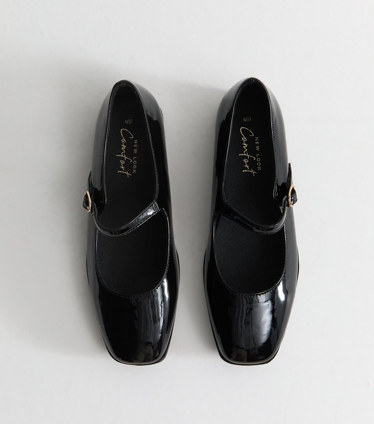 New Look New Look Black Patent Faux Leather Mary Jane Pumps Vegan