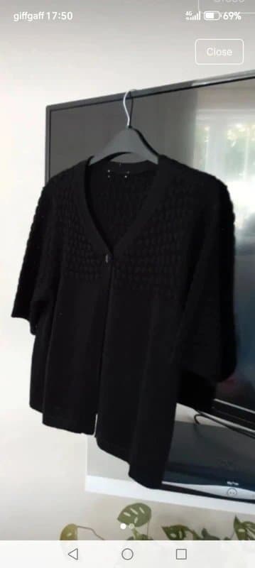 Vintage Dressing Ladies size medium black crochet knitted cardigan