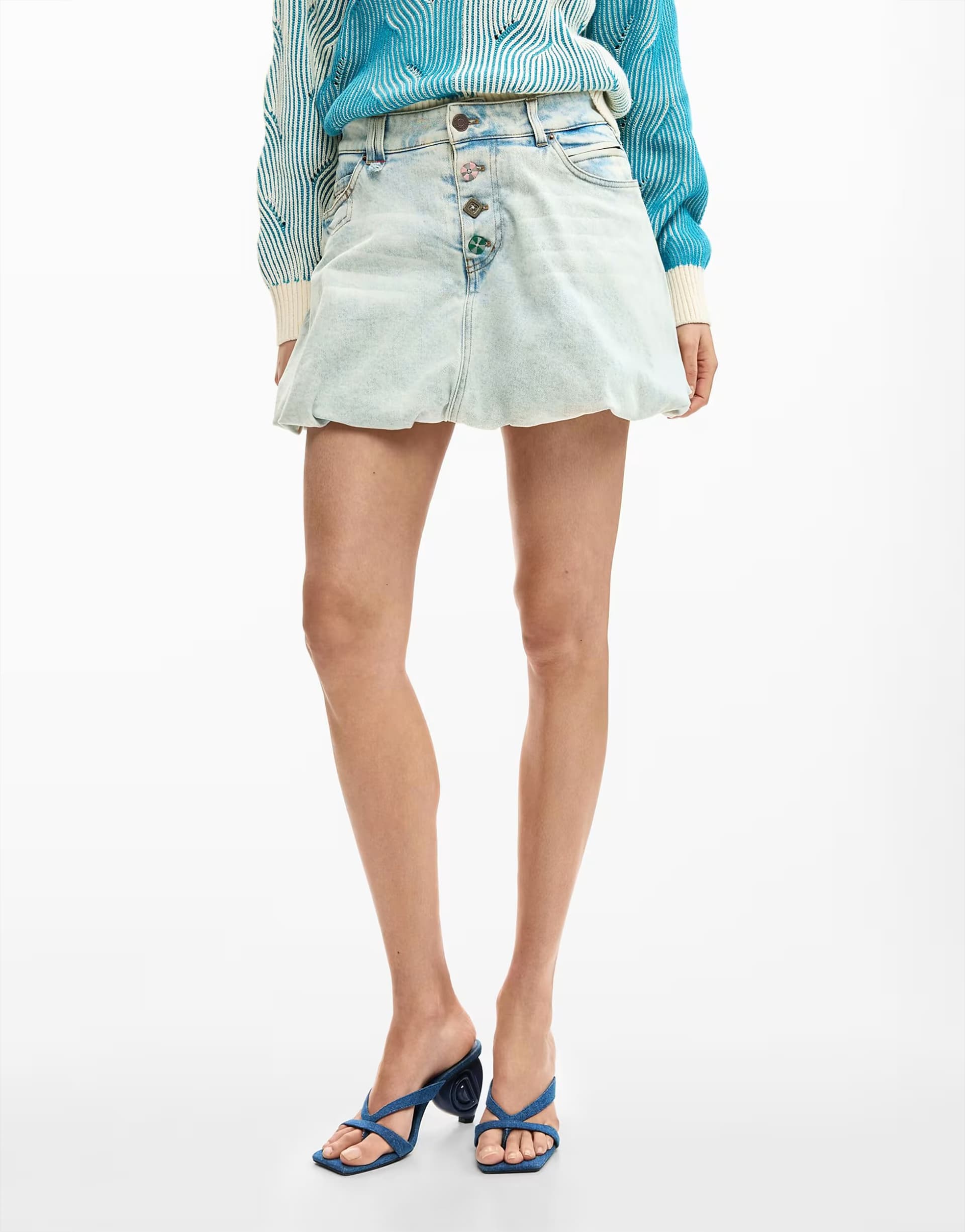 ASOS Desigual Blue Washed Denim Short Skirt
