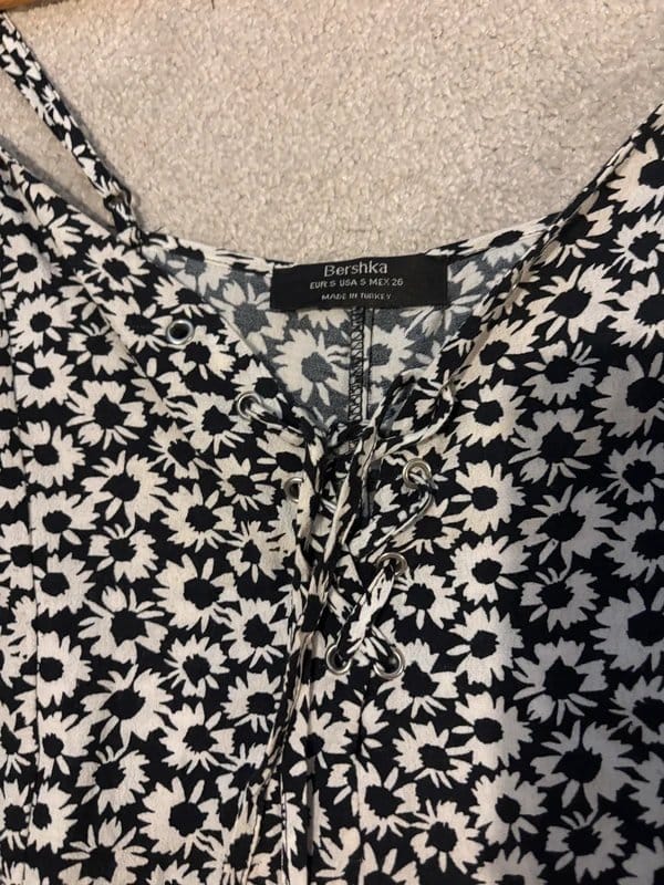 Bershka Black & White Floral Playsuit