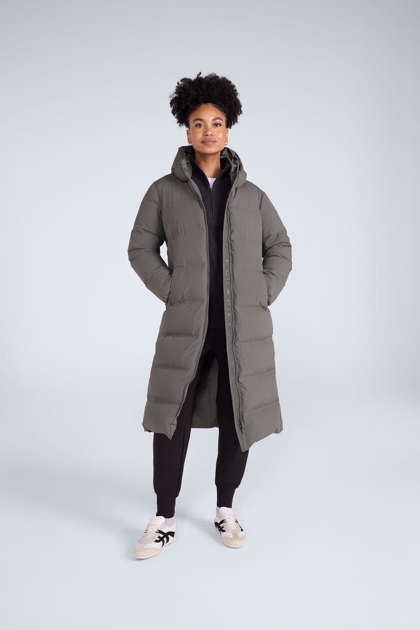 Animal Animal Women's 'Cosi Cloud' Water Resistant Breathable Hood Thermal Tested Down Coat in Khaki - 1