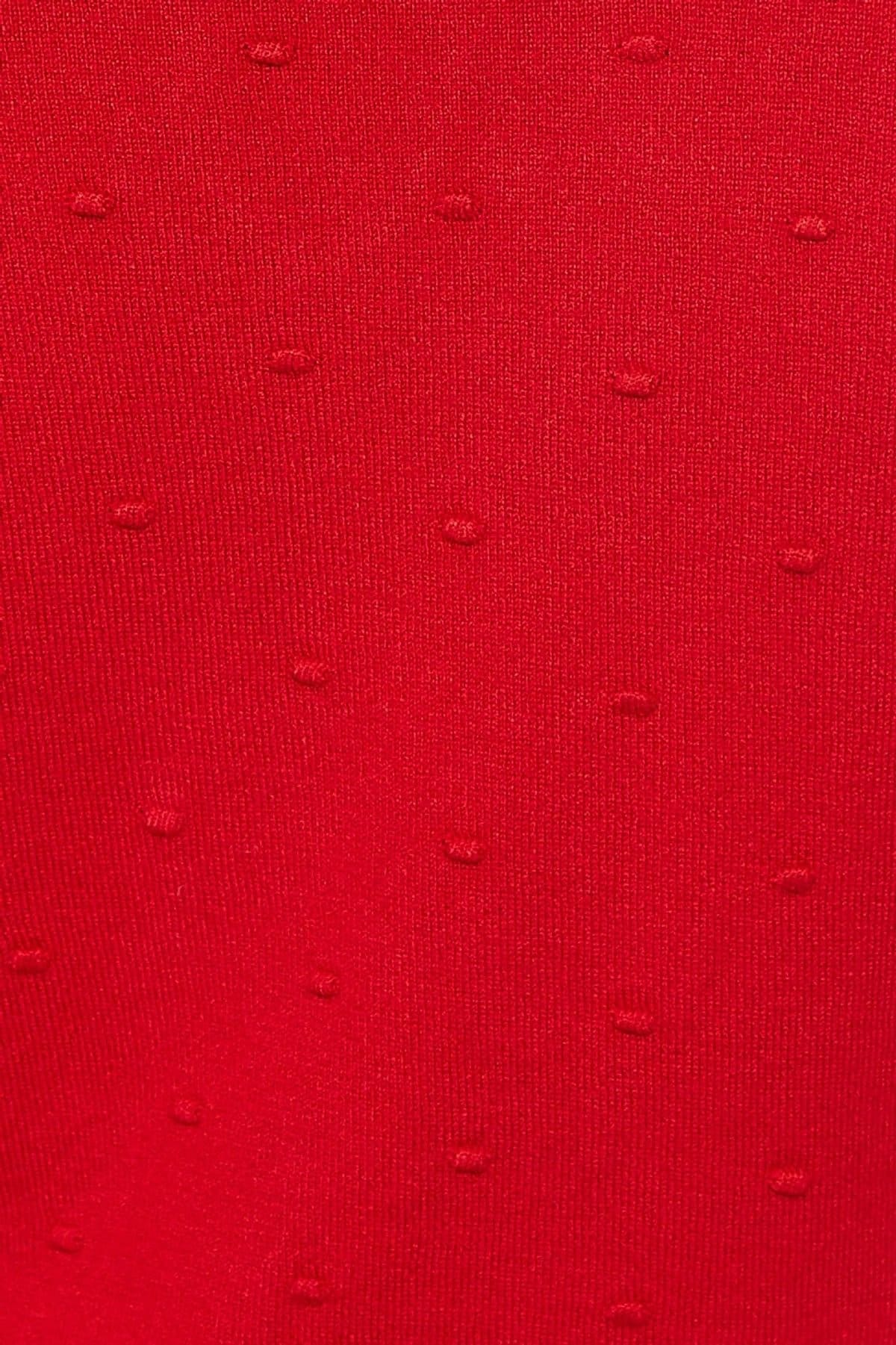 Louche Louche Women's Josephina Raindrops Textured Short Sleeve Collared Sweater Red - 4