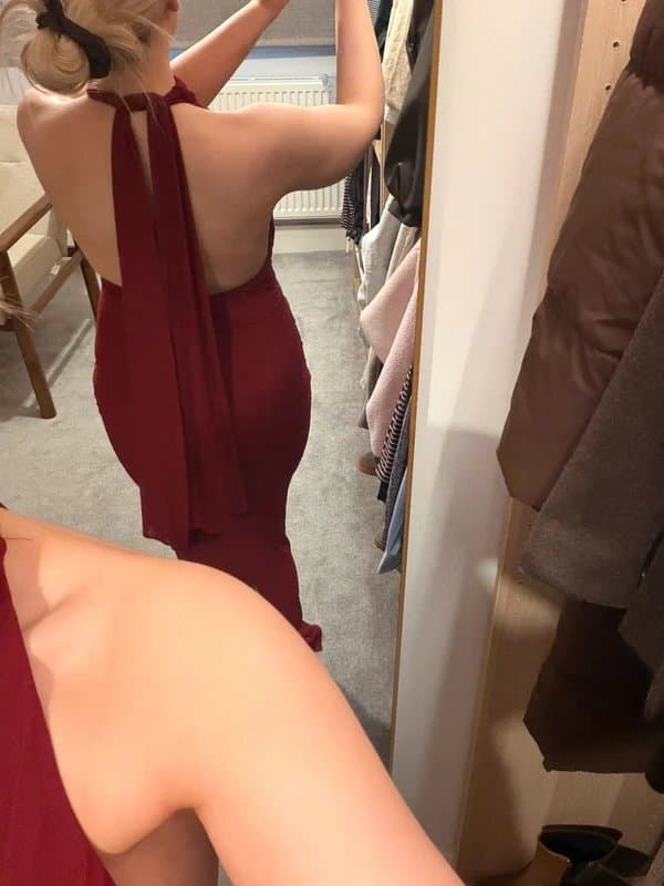 ASOS Burgundy halter neck dress