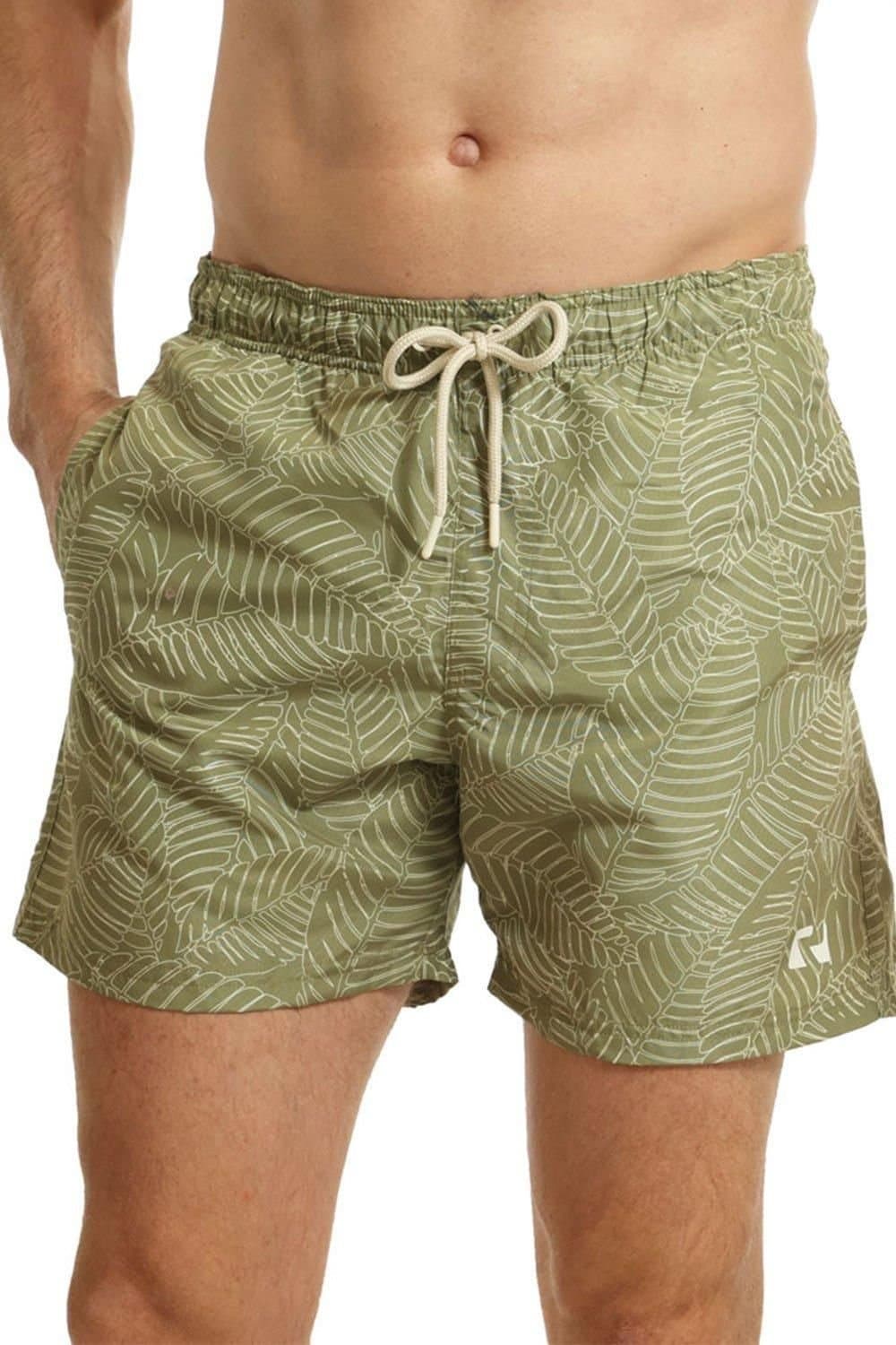 RIPT Essentials RIPT Essentials Khaki Leaf Print Swim Shorts
