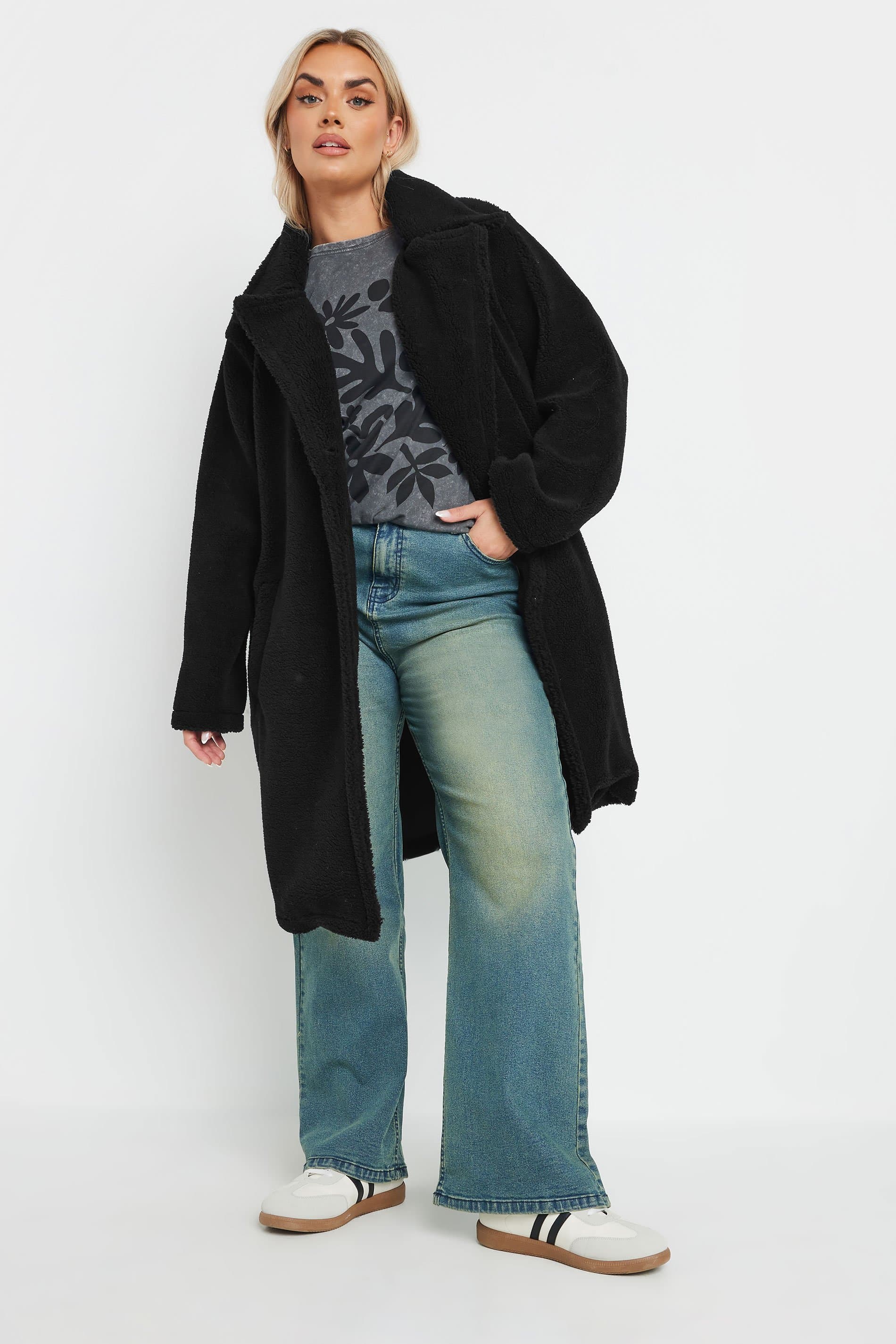 Yours Plus Size Black Faux Fur Coat