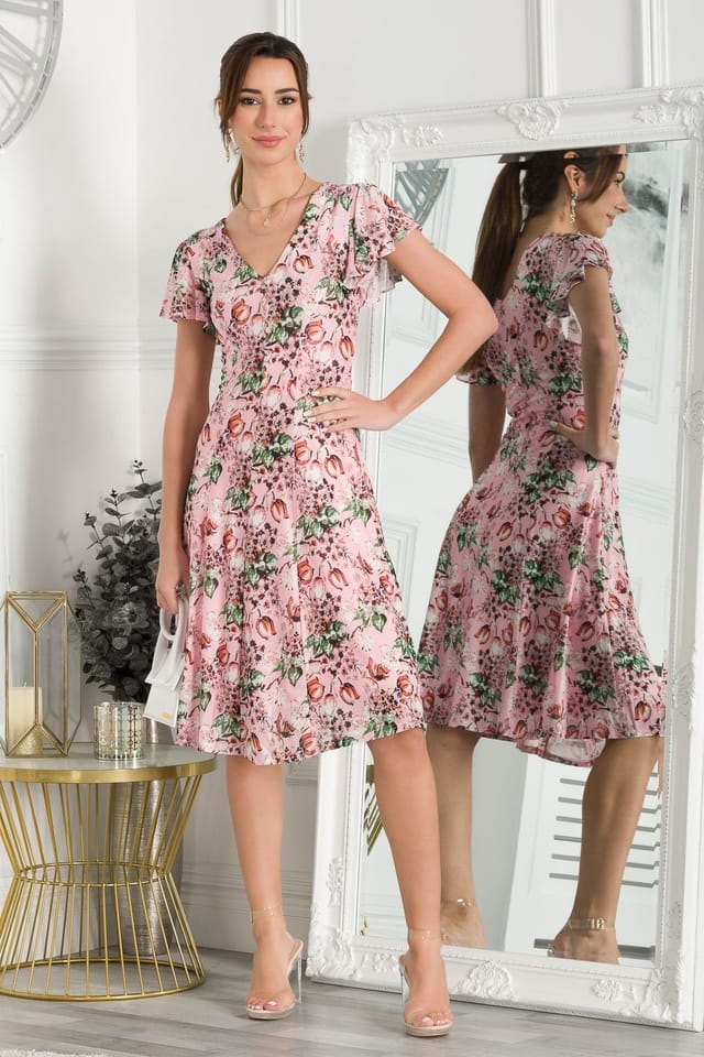 Jolie Moi Jolie Moi Women's Grace Mesh Midi Dress in Light Pink - 2